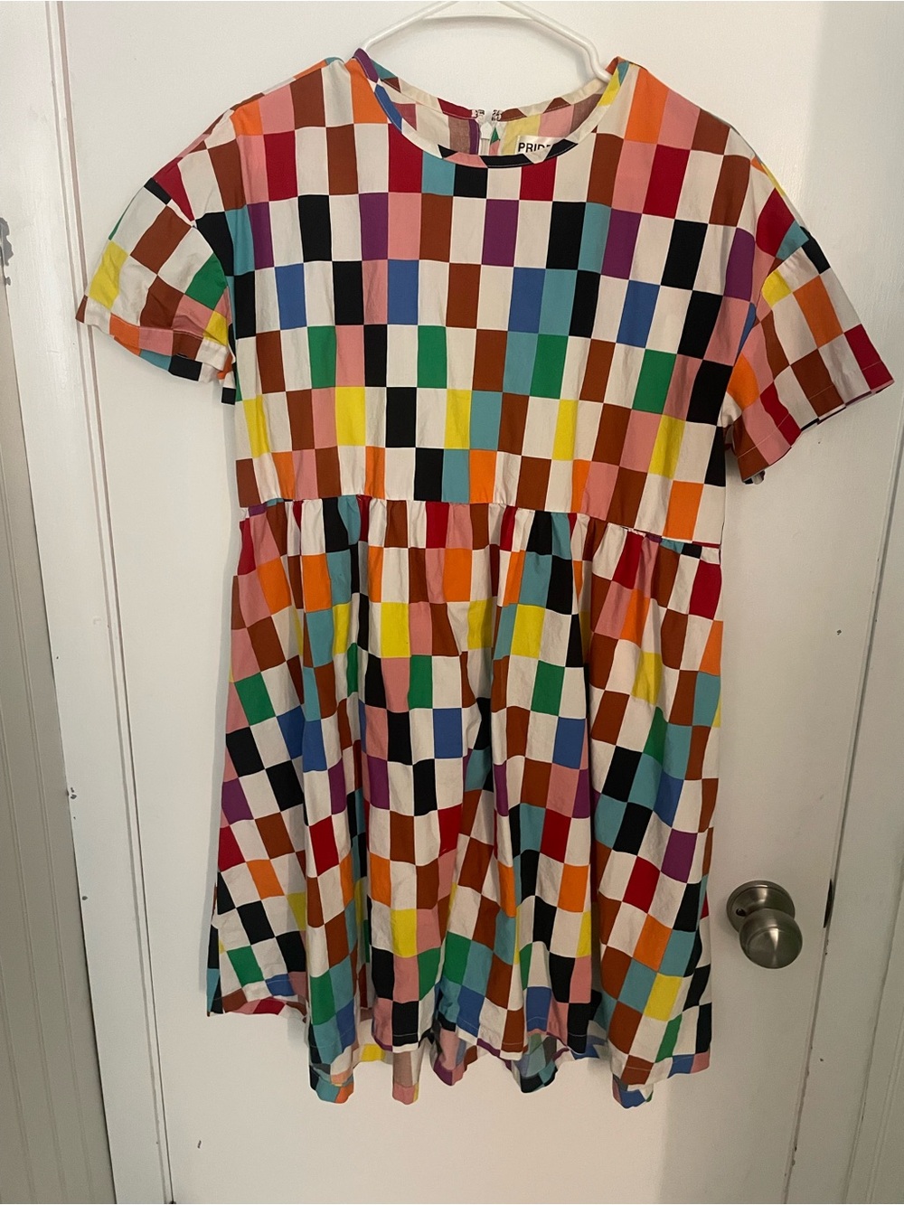 Women’s Casual Multi-Color Checkerboard Short Sleeve Dress